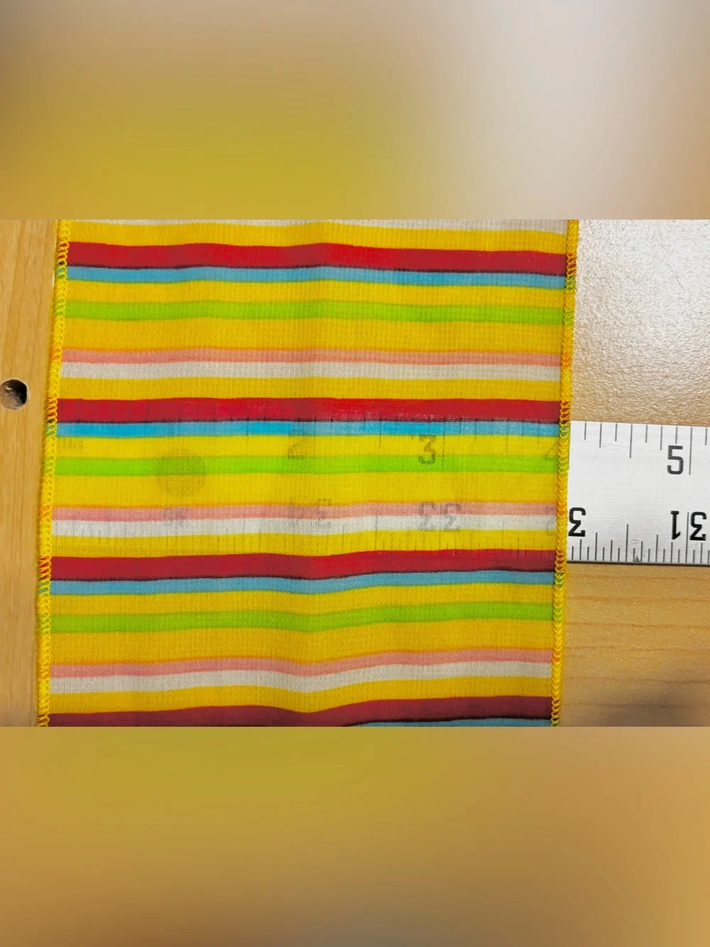Vintage Rainbow Stripe Sheer Rectangular Scarf 44”L Yellow
